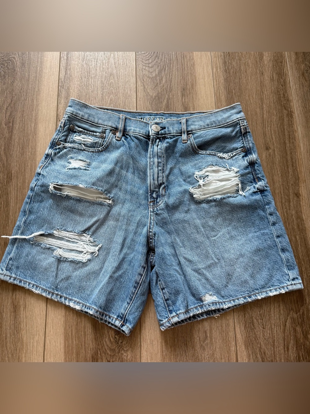 American Eagle Outfitters  Blue Distressed Denim Shorts size 10